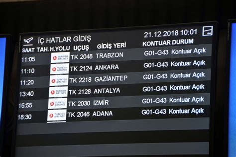 Gaziantep havalimanı uçuş bilgi ekranı